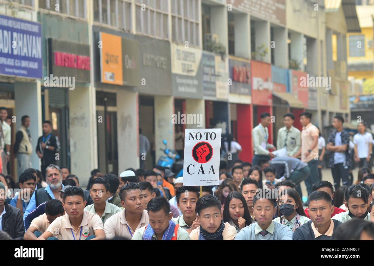 Dimapur, India. 18th Jan 2020: Student’s holds placard during a protest against Citizenship Amendment Act 2019 (CAA) in Dimapur, India north eastern state of Nagaland. Credit: Caisii Ma/Alamy Live News Stock Photo