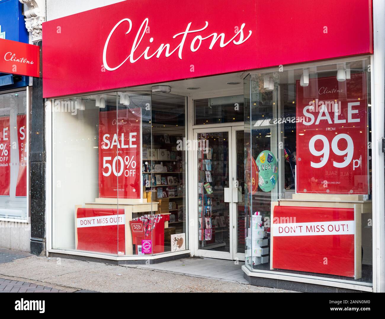 Clintons Cards Winter 2019 / 2020 Sale Stock Photo