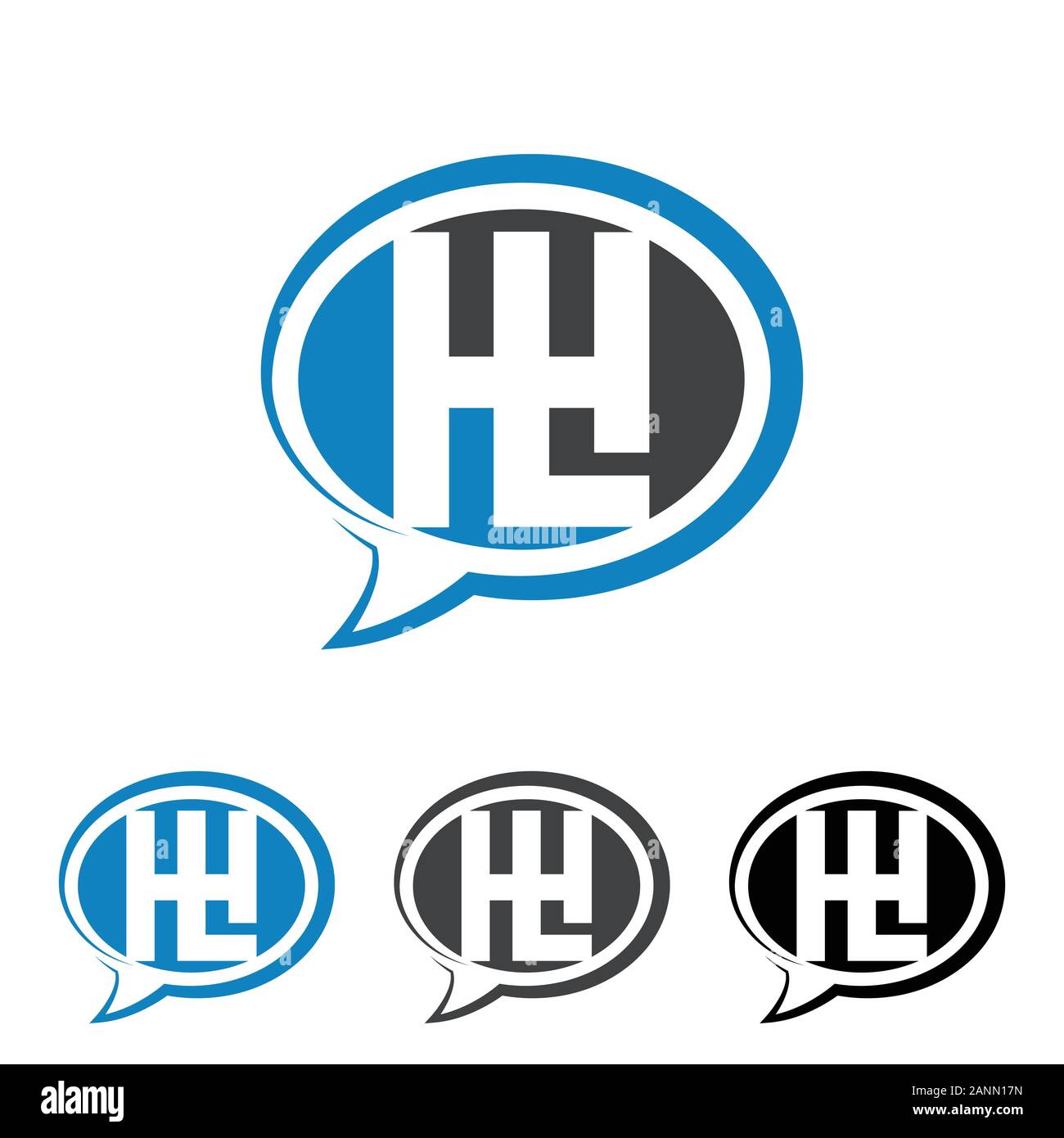 Letter H & L with chat sign symbol logo template , Chat sign icon. Speech bubbles symbol. Stock Vector