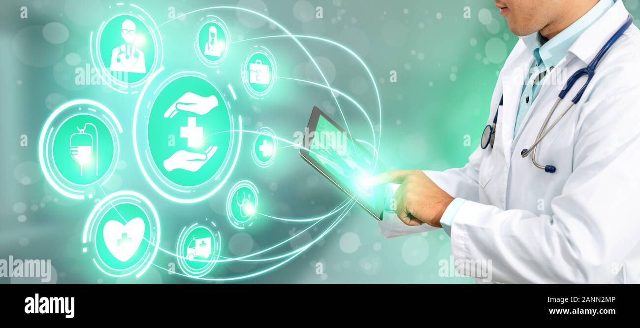 Medical Healthcare Concept Doctor In Hospital With Digital