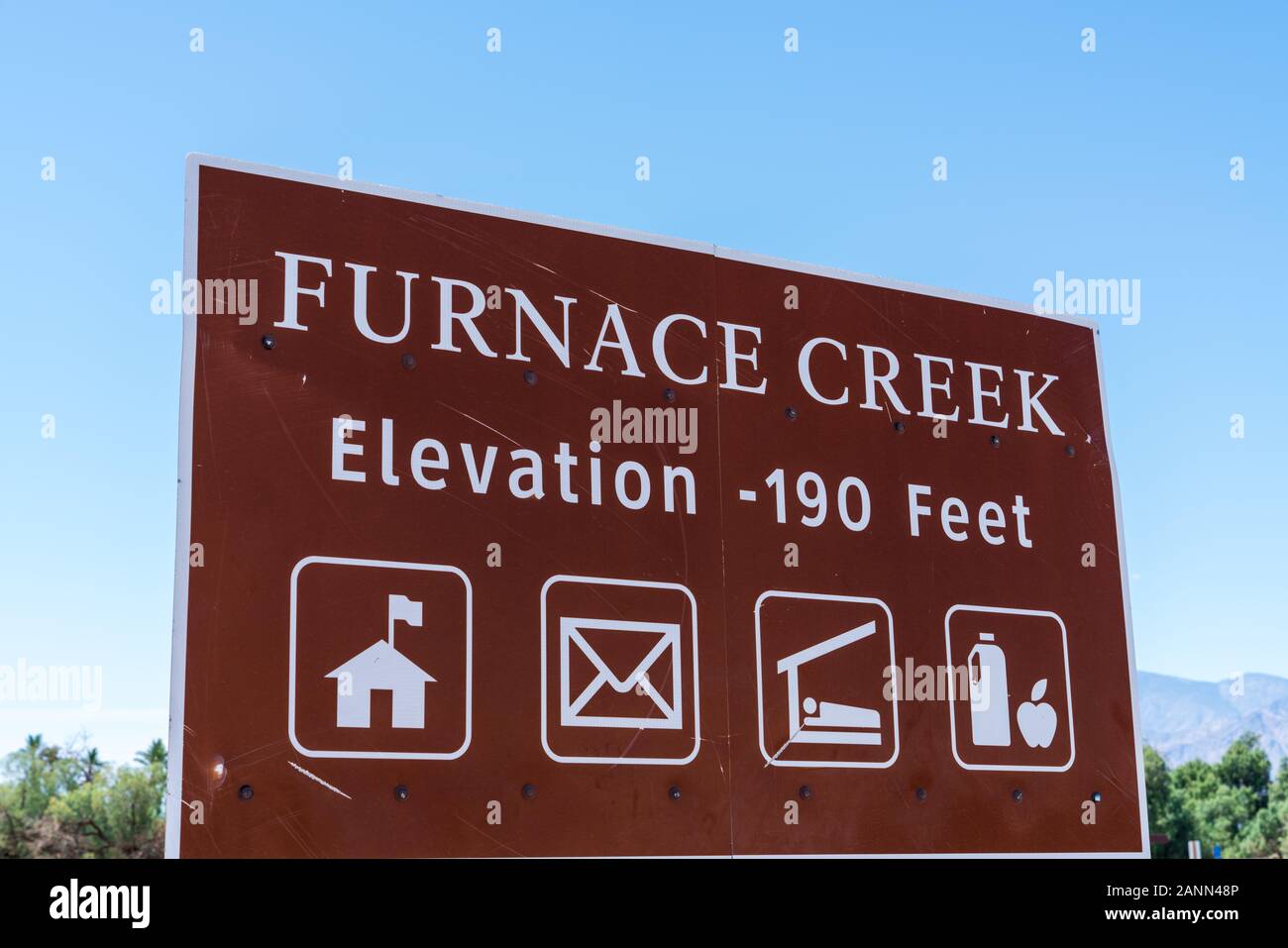 Furnace Creek Sign, Death Valley, California Stock Photo