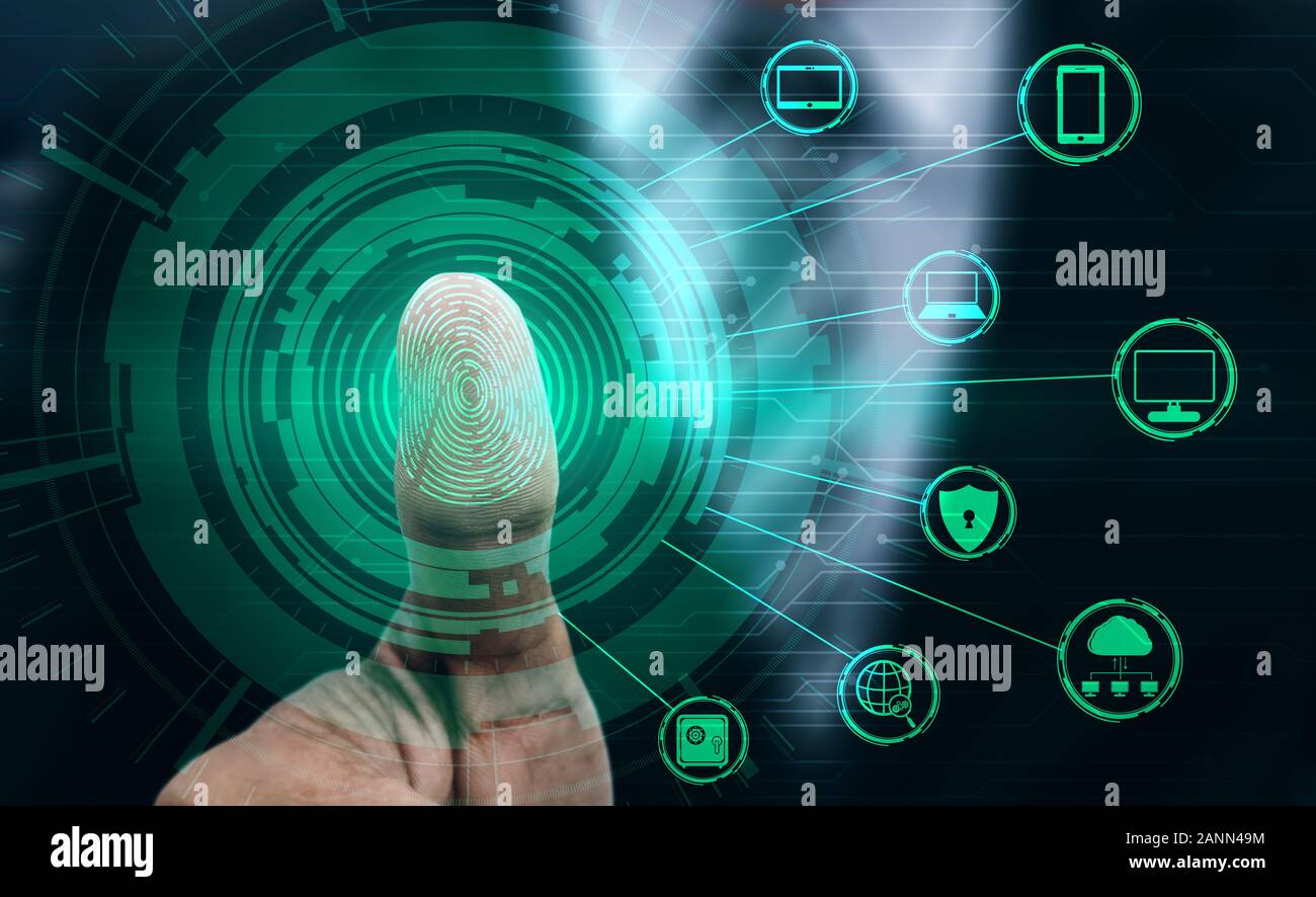 Fingerprint Biometric Digital Scan Technology. Graphic interface ...