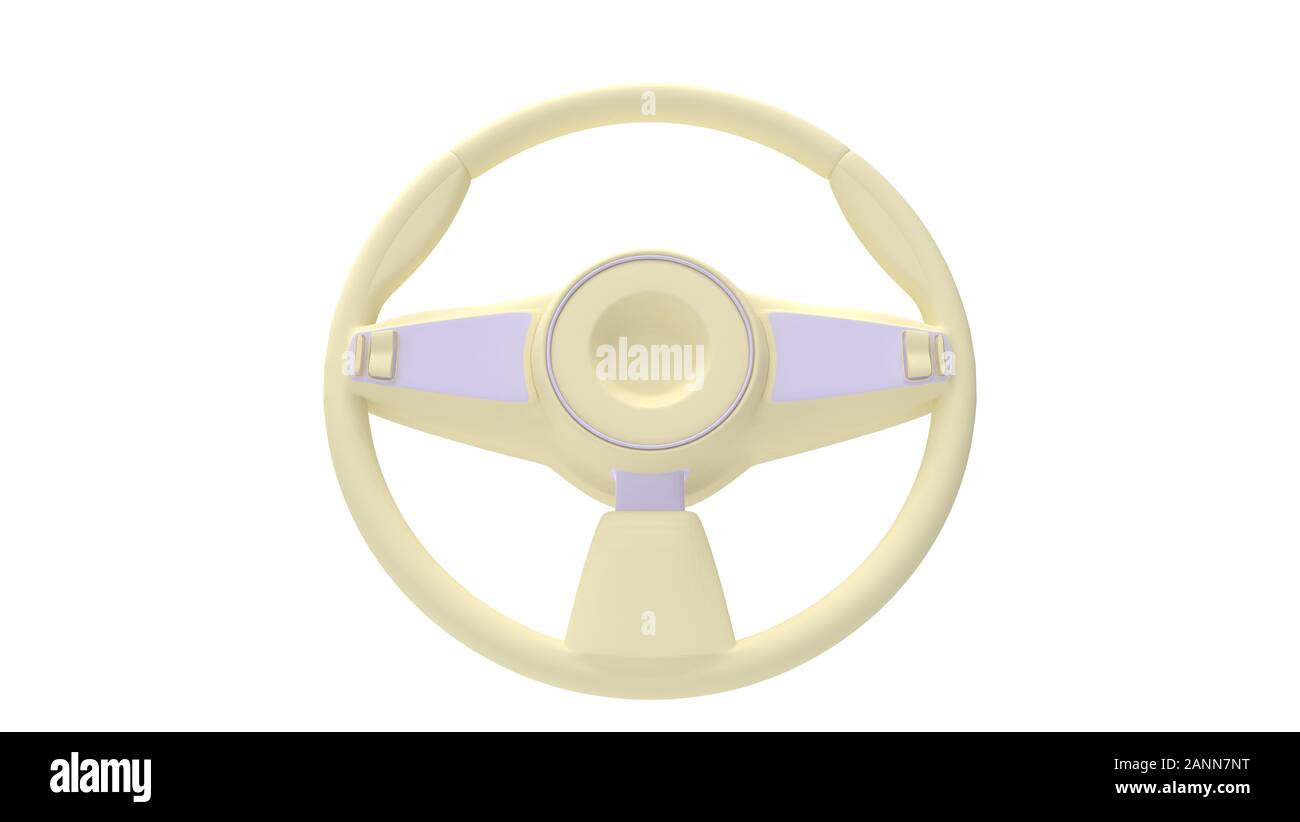 3D rendering of a car steering wheel isolated in white studio ...