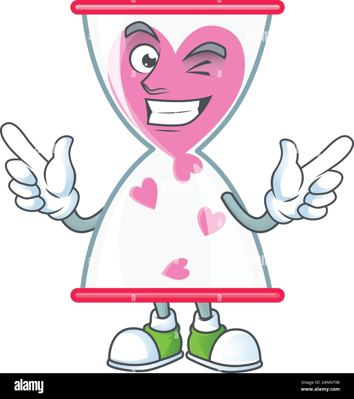 Funny face love clock sand cartoon character style with Wink eye Stock