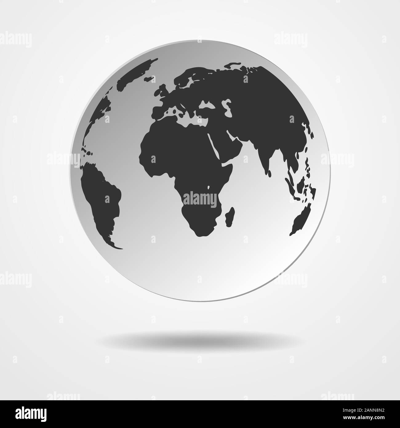 Black and white vector Earth globe isolated on white. Black simple ...