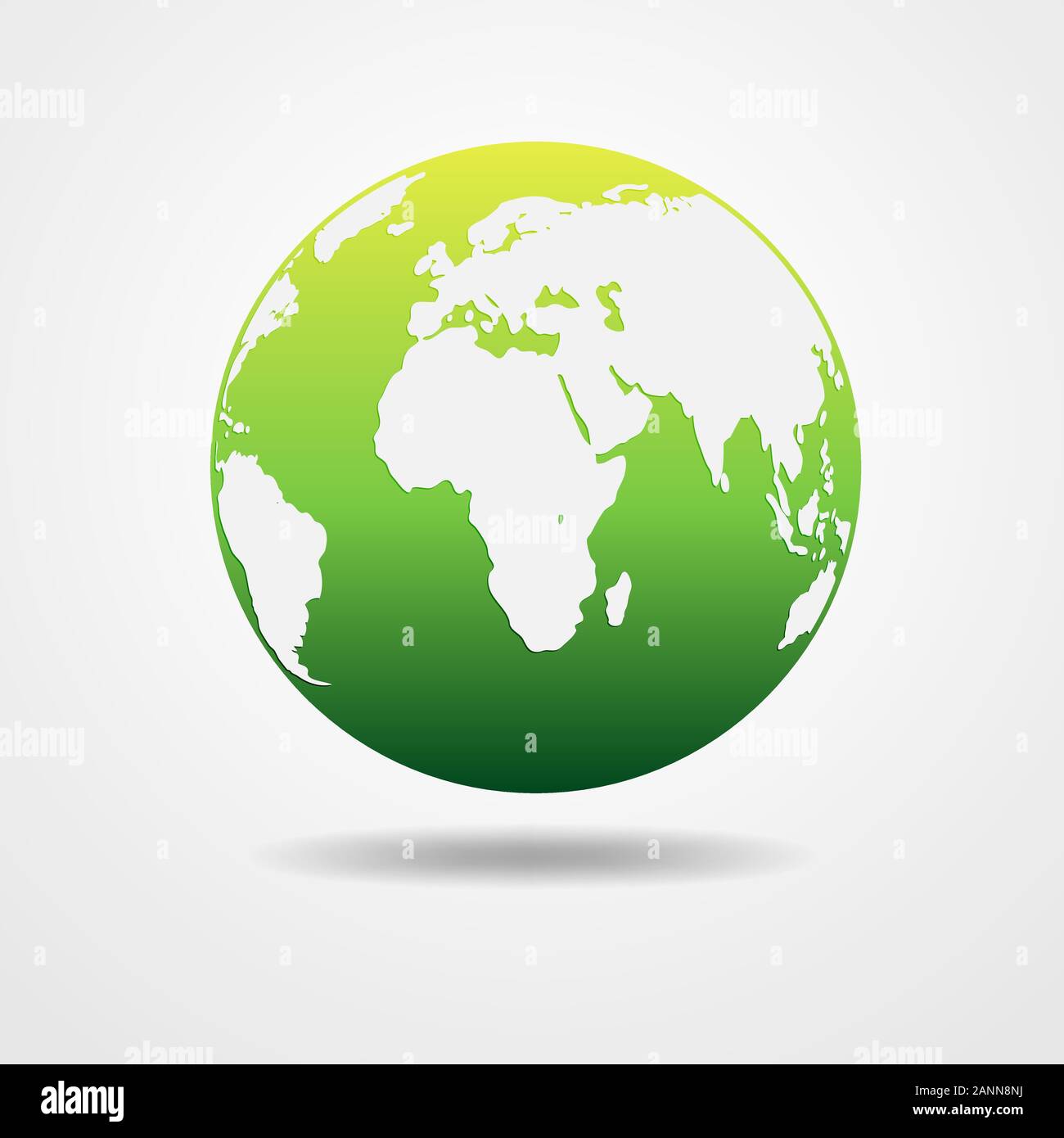 Green vector Earth globe isolated on white. Light - green simple scheme