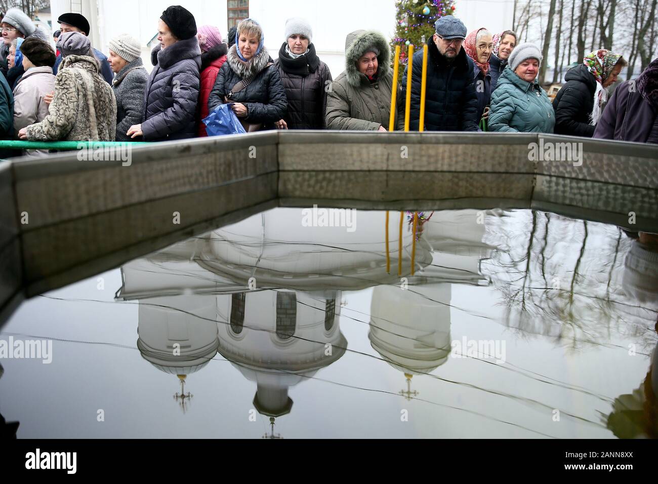 Russia 18th Jan 2020 Kineshma Ivanovo Region Russia January 18 2020 Believers During A Water Blessing Service At The Trinity Dormition Cathedral On The Eve Of Epiphany The Russian Orthodox Church Celebrates