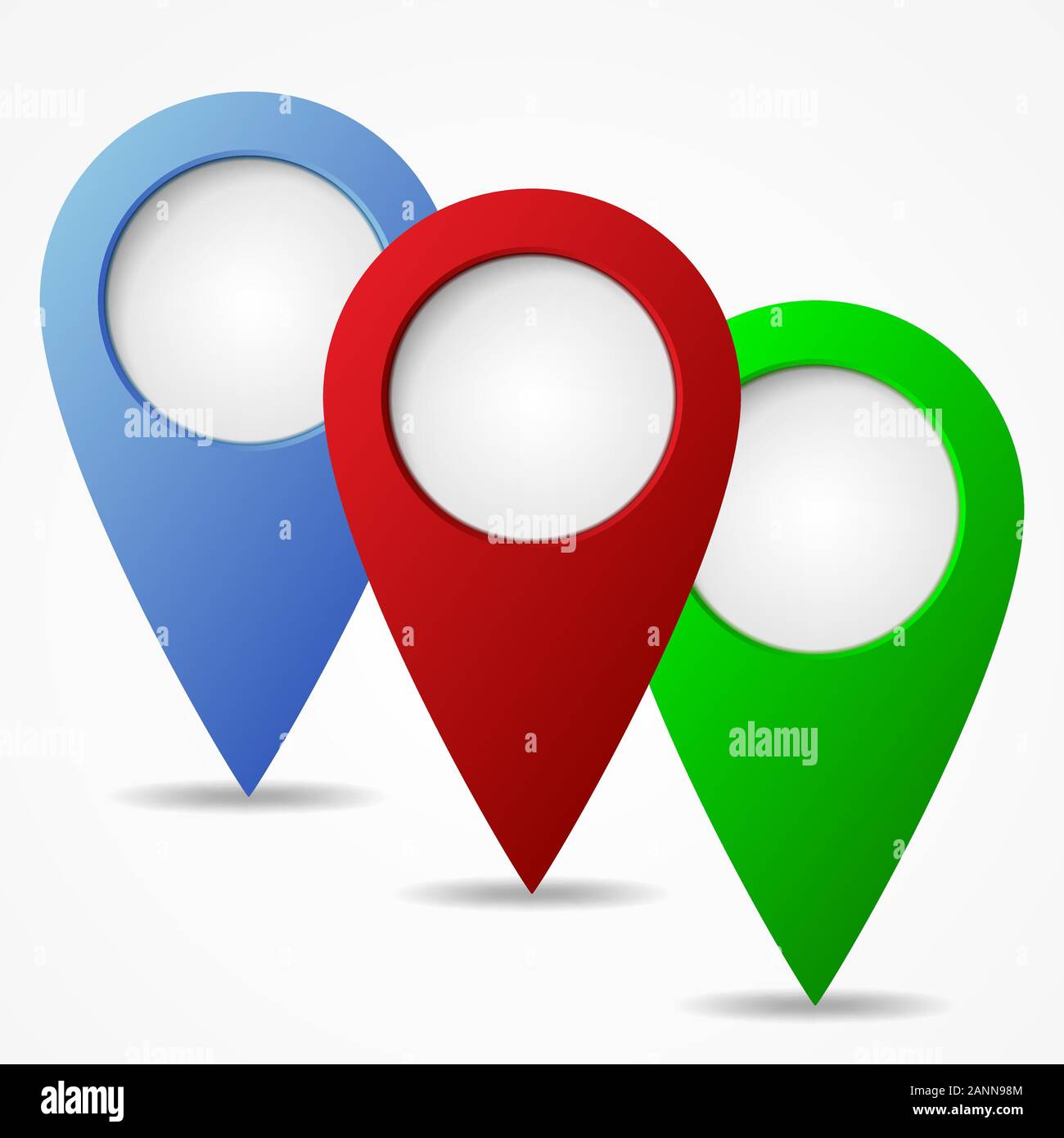 Map markers with blank circles. Set of modern map markers vector