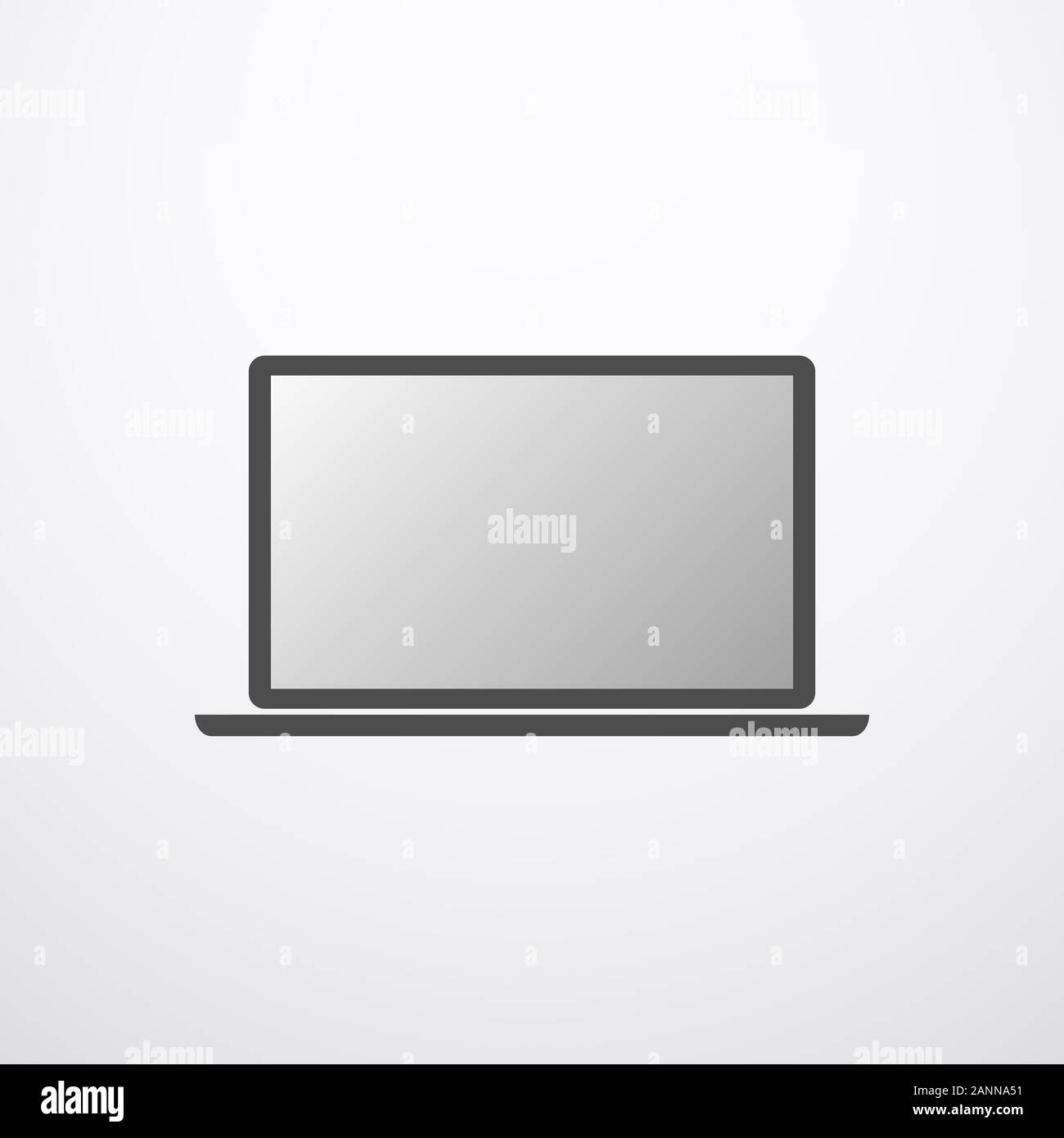 Grey notebook - vector illustration. Silhouette a simple laptop. Icon ...