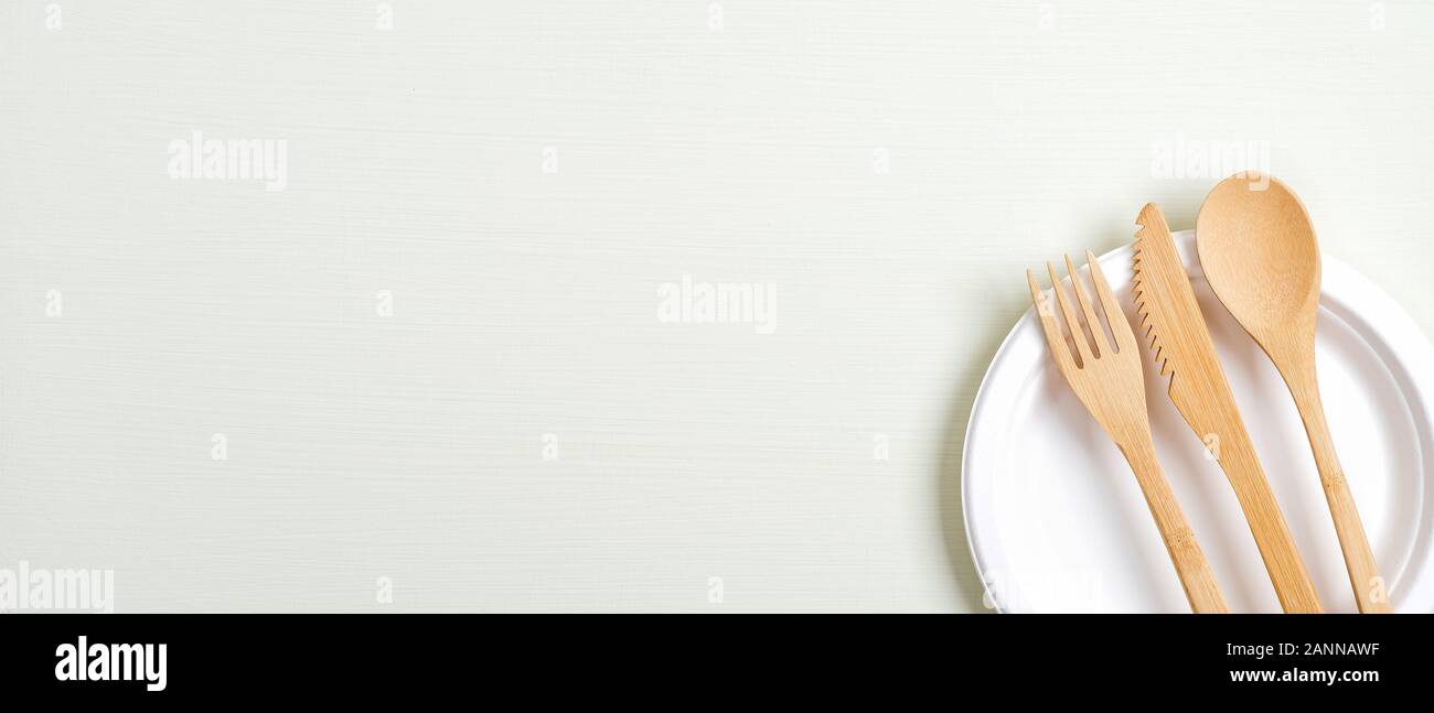 Download Reusable Bamboo Cutlery Set Wooden Utensils And Carton Plate On Green Background With Copy Space Eco Store Banner Mockup Zero Waste Plastic Free C Stock Photo Alamy