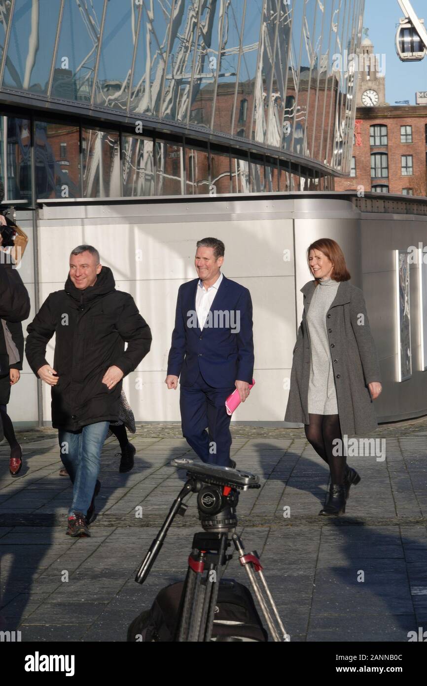 Liverpool UK. 18th January 2020. Sir Keir Starmer arrives at the Arena and Convention Centre, Kings Dock Liverpool for the Labour Party leadership election hustings. Credit: Ken Biggs/Alamy Live News. Stock Photo