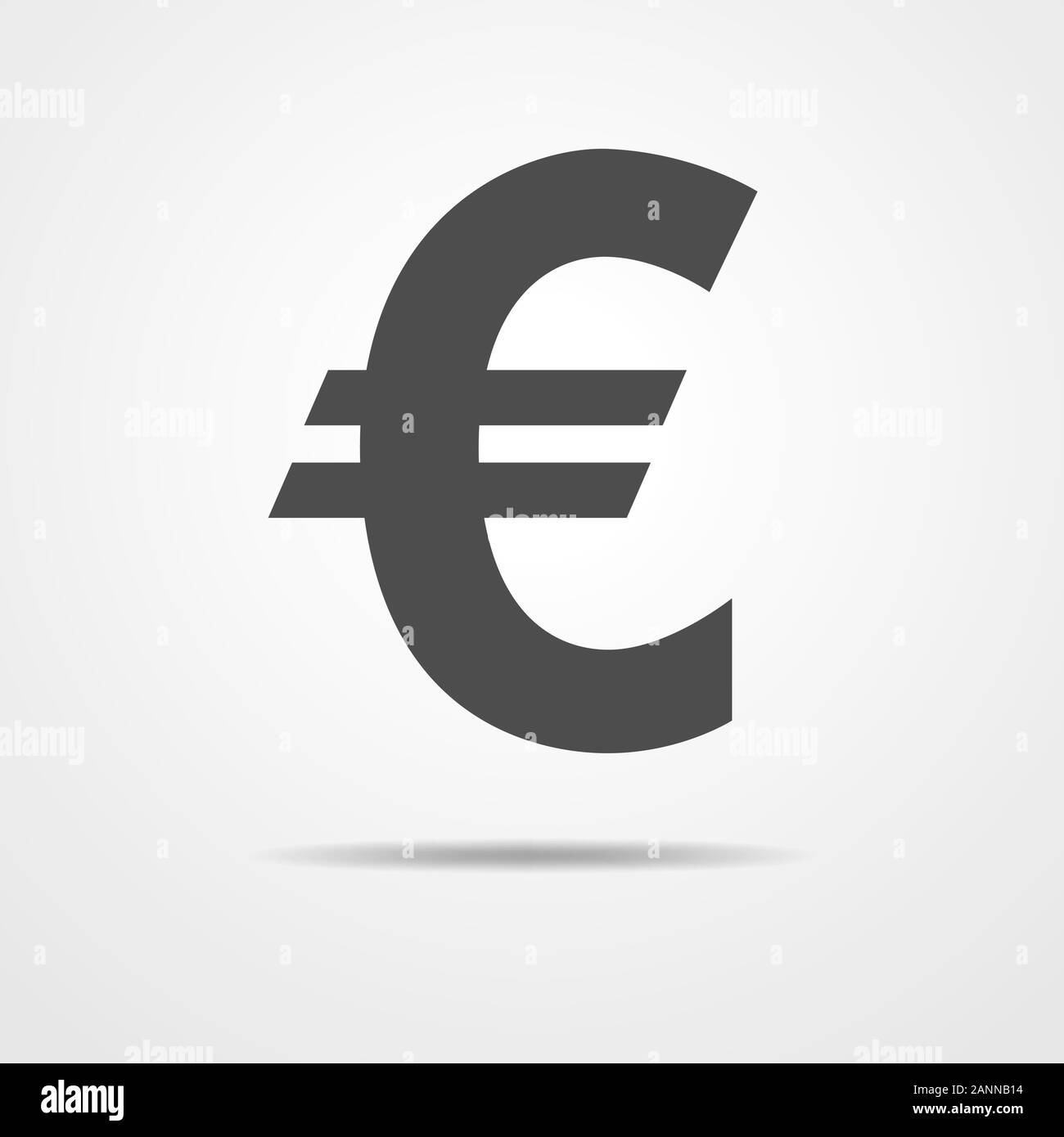Simple flat sign on white background. Euro icon vector illustration. Currency icon with shadow. Stock Vector
