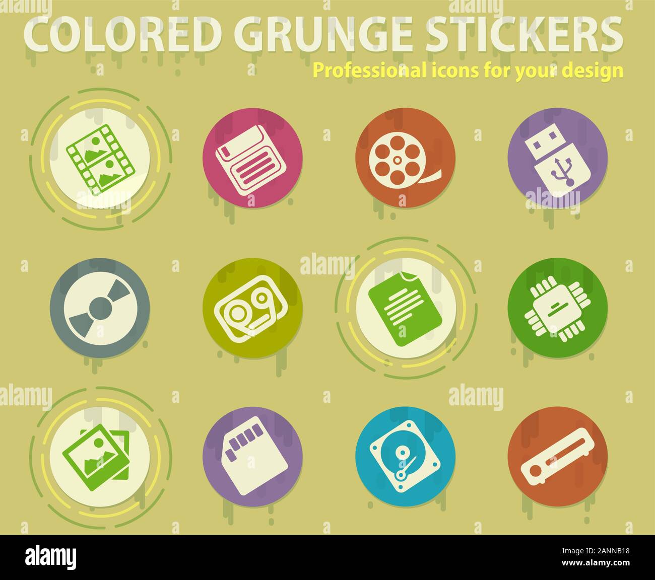 Information media colored grunge icons Stock Vector Image & Art - Alamy