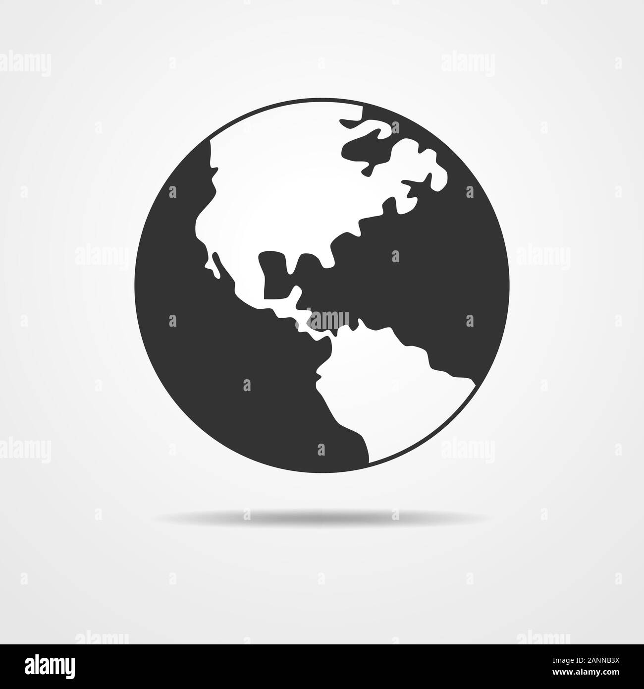 Black and white vector Earth globe isolated on white. Black simple ...