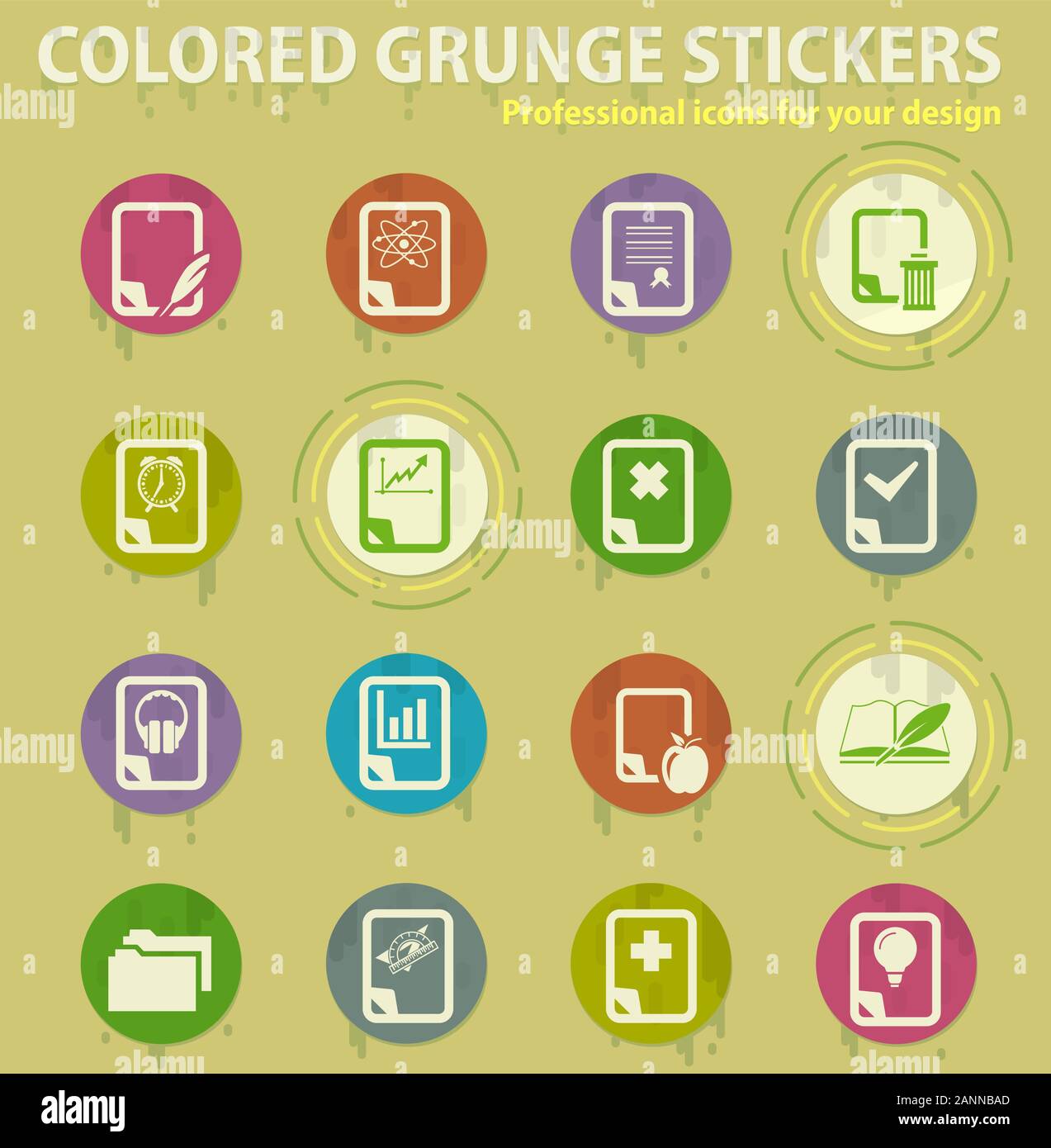 document colored grunge icons Stock Vector