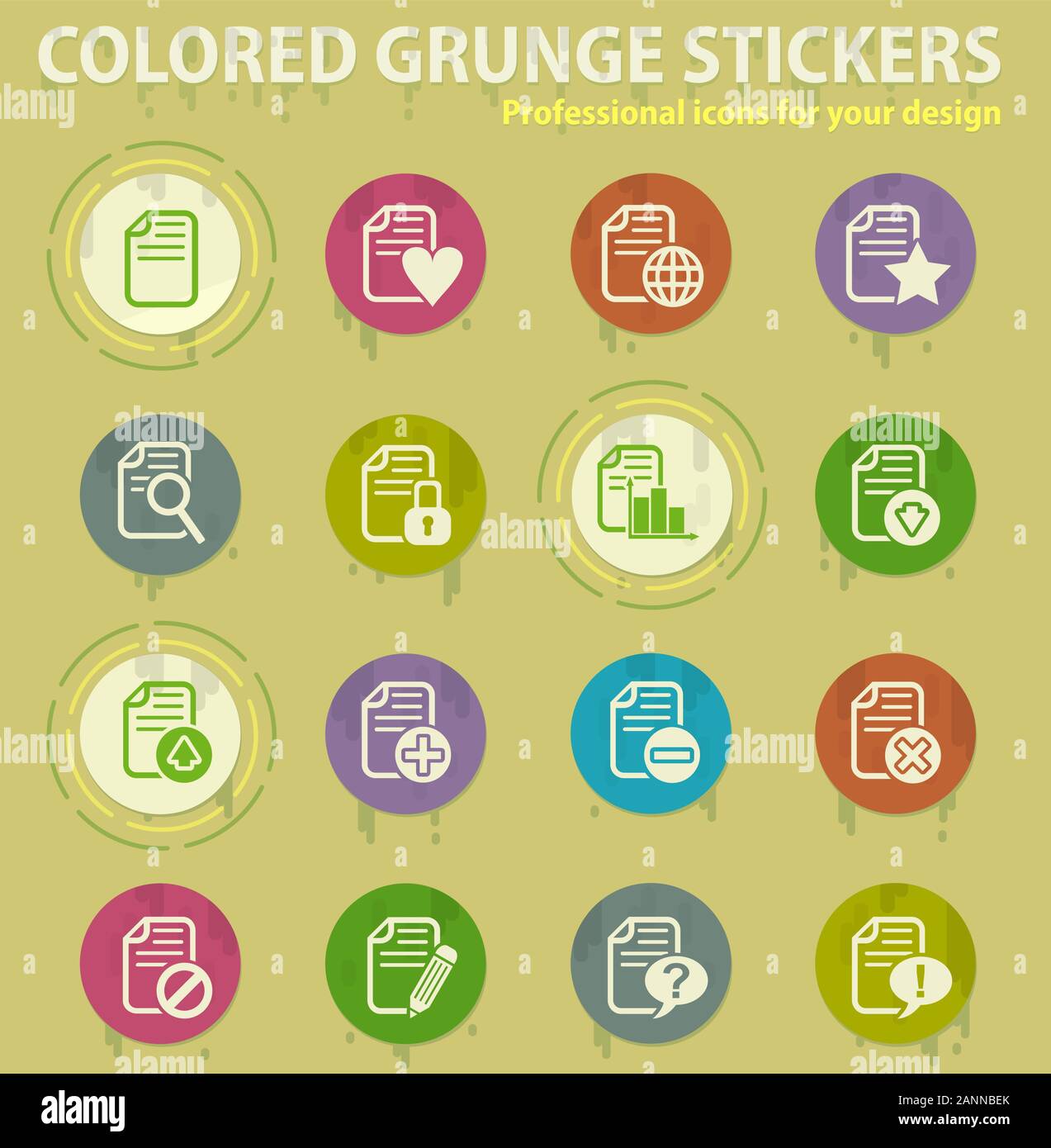 document colored grunge icons Stock Vector