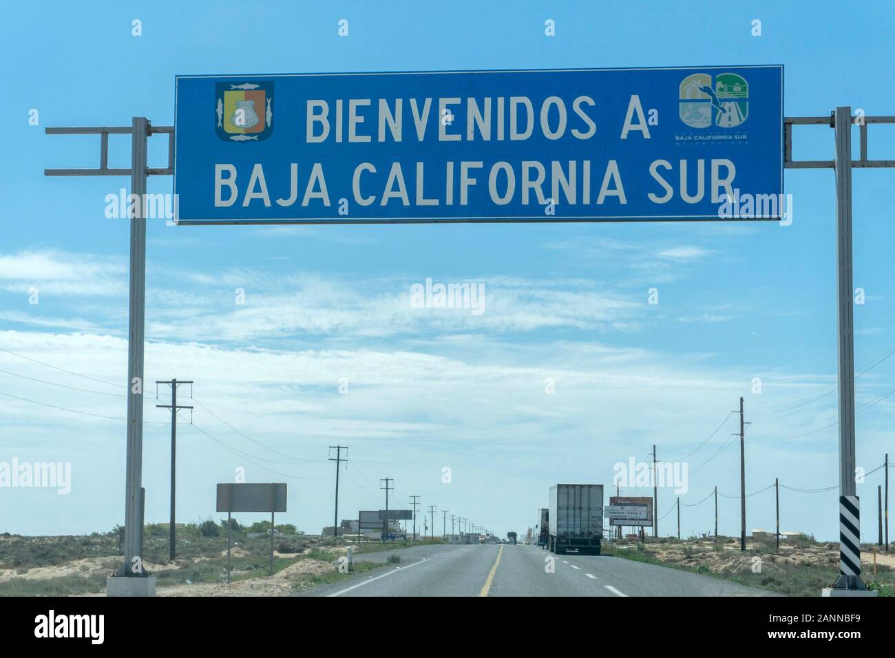 welcome to baja california sur road sign detail Stock Photo