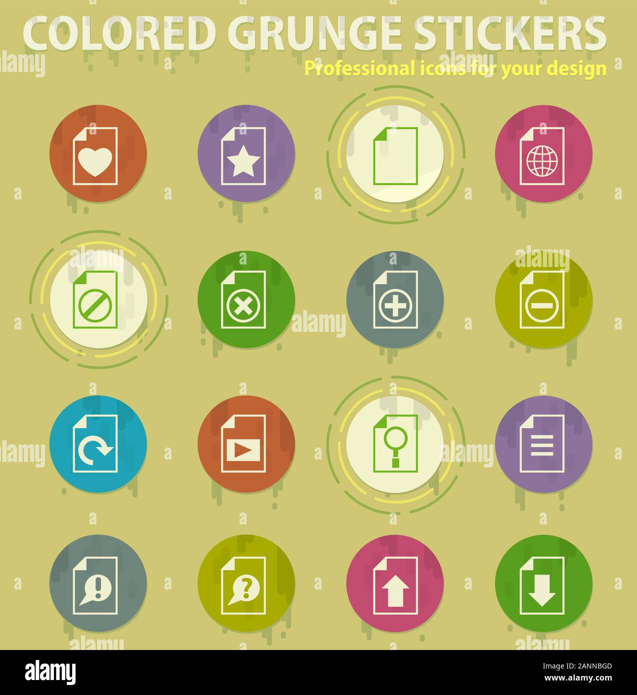 document colored grunge icons Stock Vector