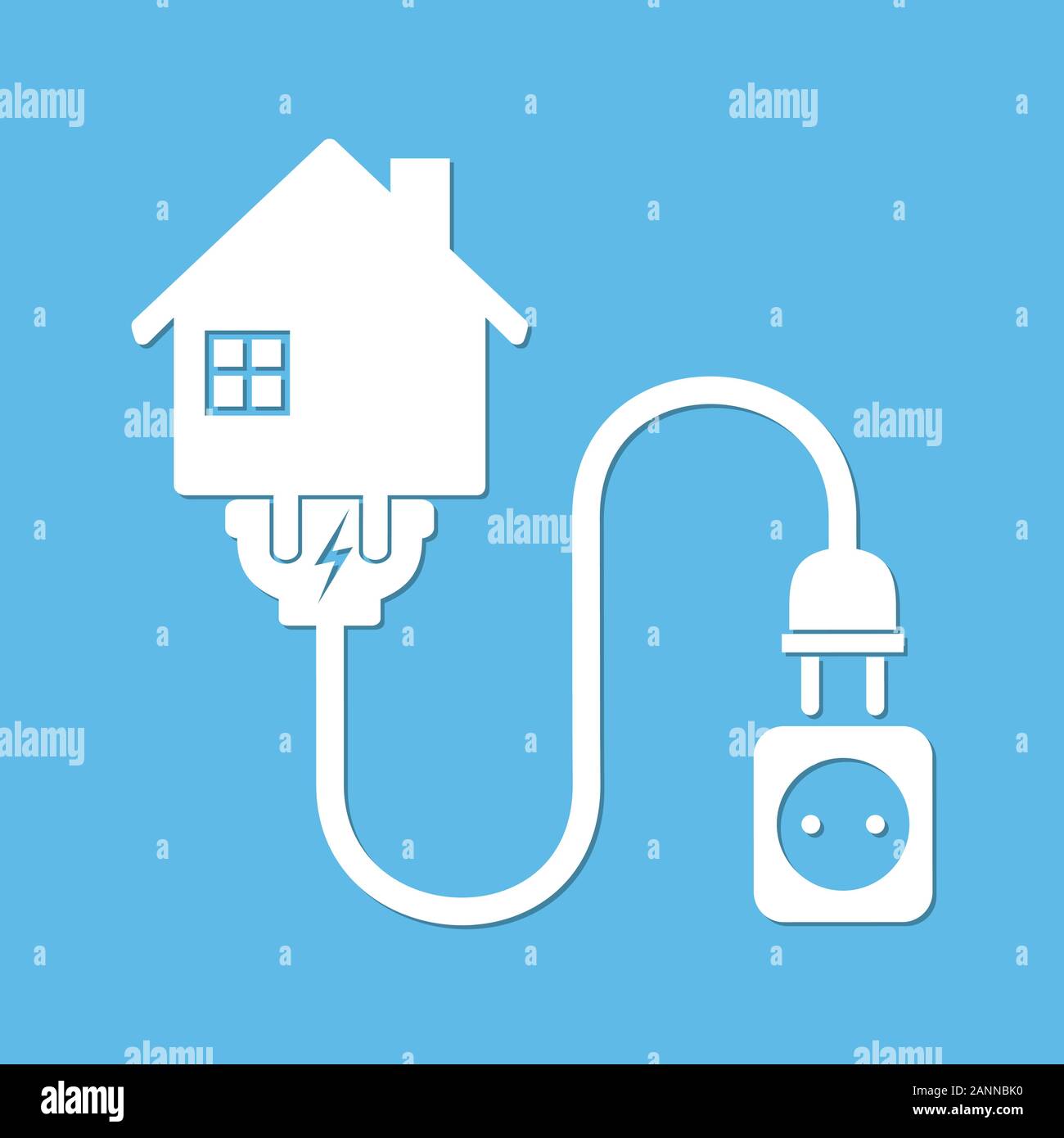 Silhouette of house with wire plug and socket - vector illustration ...