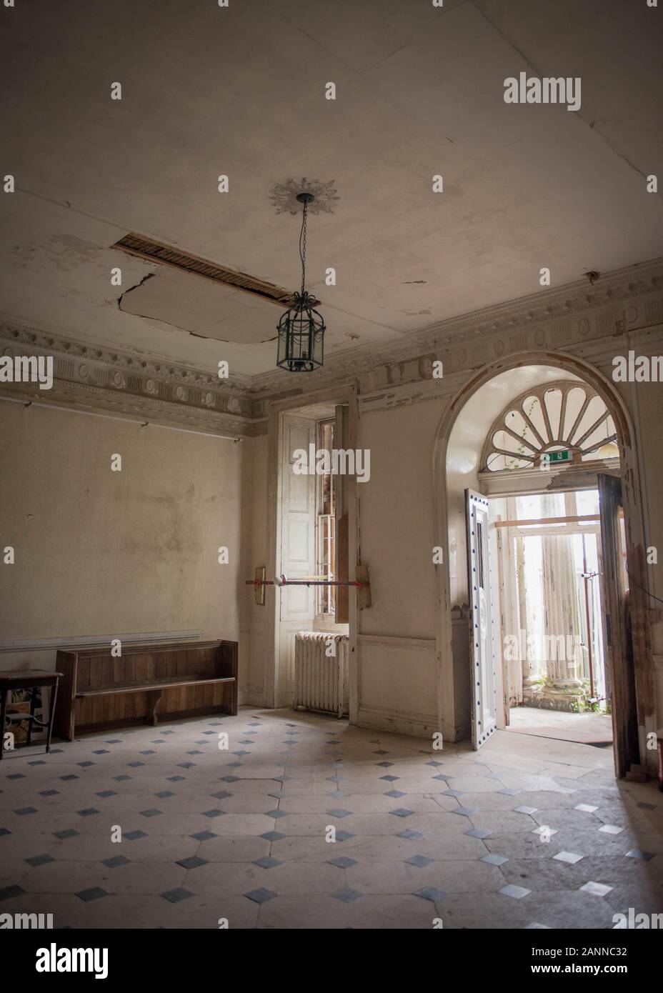 Interior of Poltimore House near Exeter in Devon UK. Currently undergoing attempted renovation but in disrepair and various stages of decline - 2019 Stock Photo