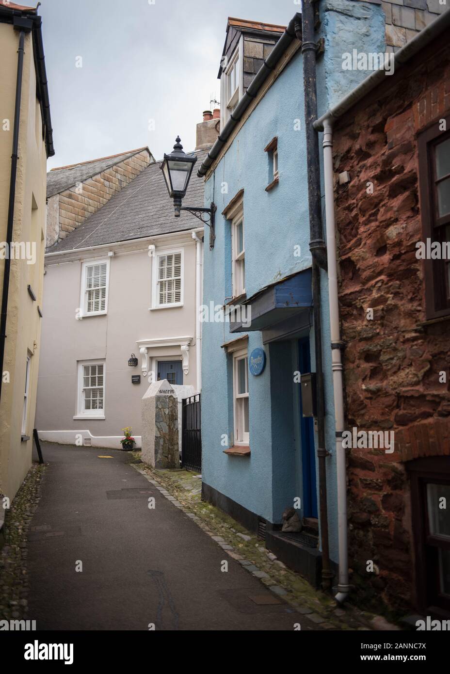 Typical Fishing Village Street in Kingsand and Cawsand in Cornwall, England, UK Stock Photo