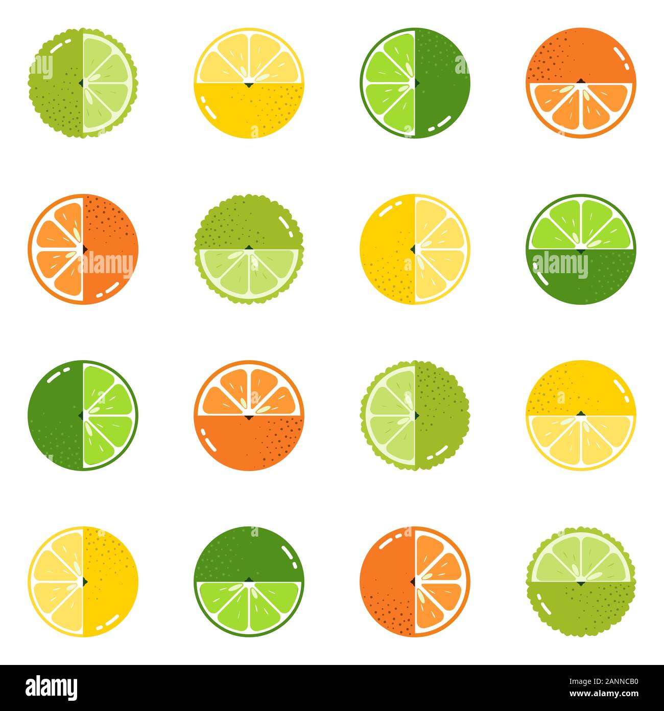 Fruits Citrus diversely oriented seamless vector pattern on white background Stock Vector