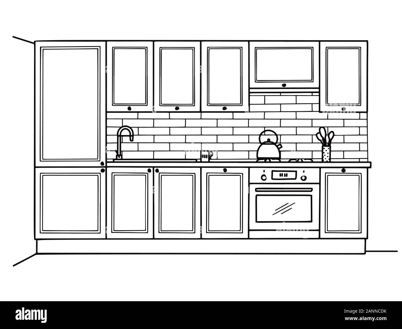 kitchen layout drawing easy