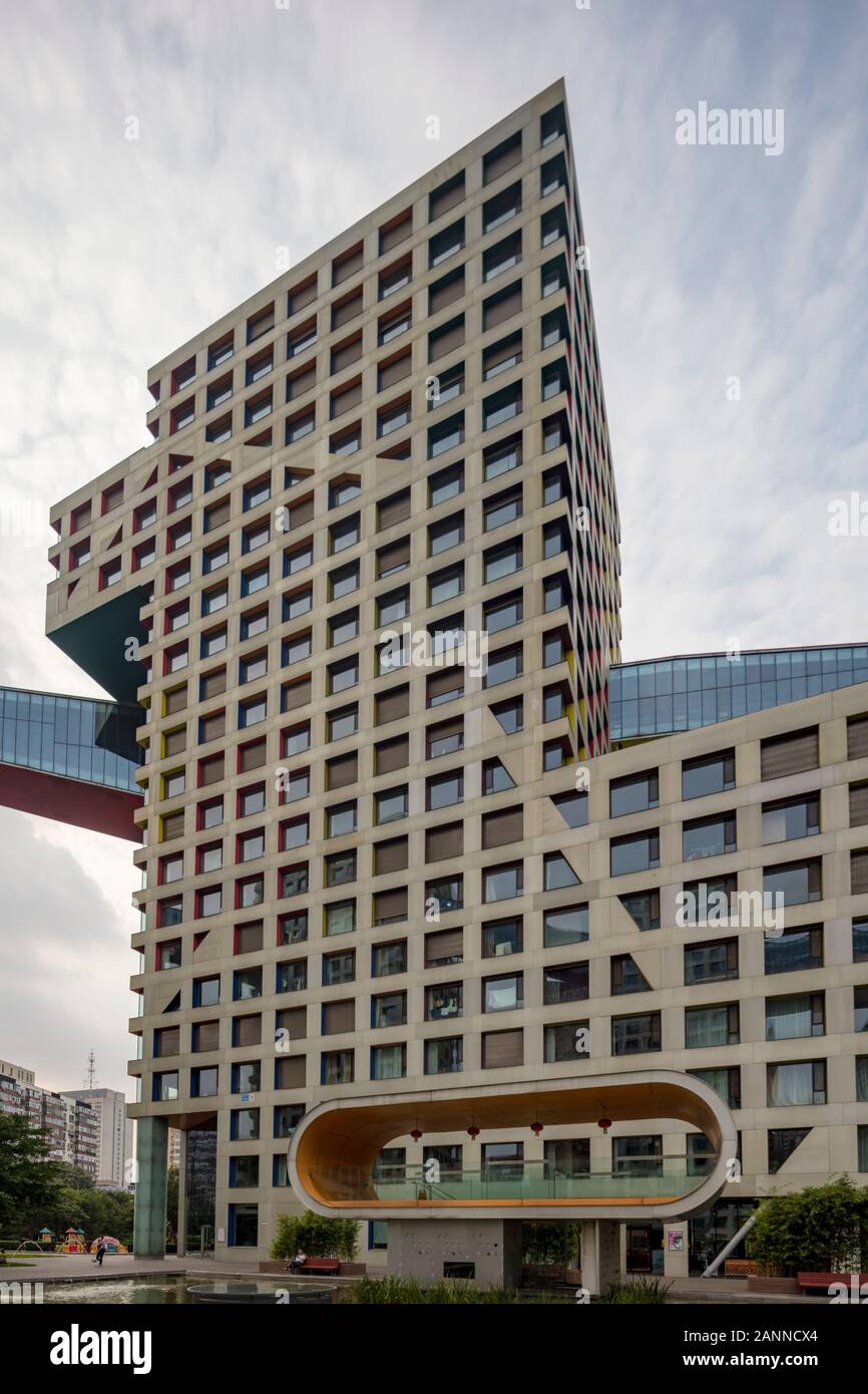 Linked Hybrid building complex built in Beijing, China, designed by Steven Holl Stock Photo