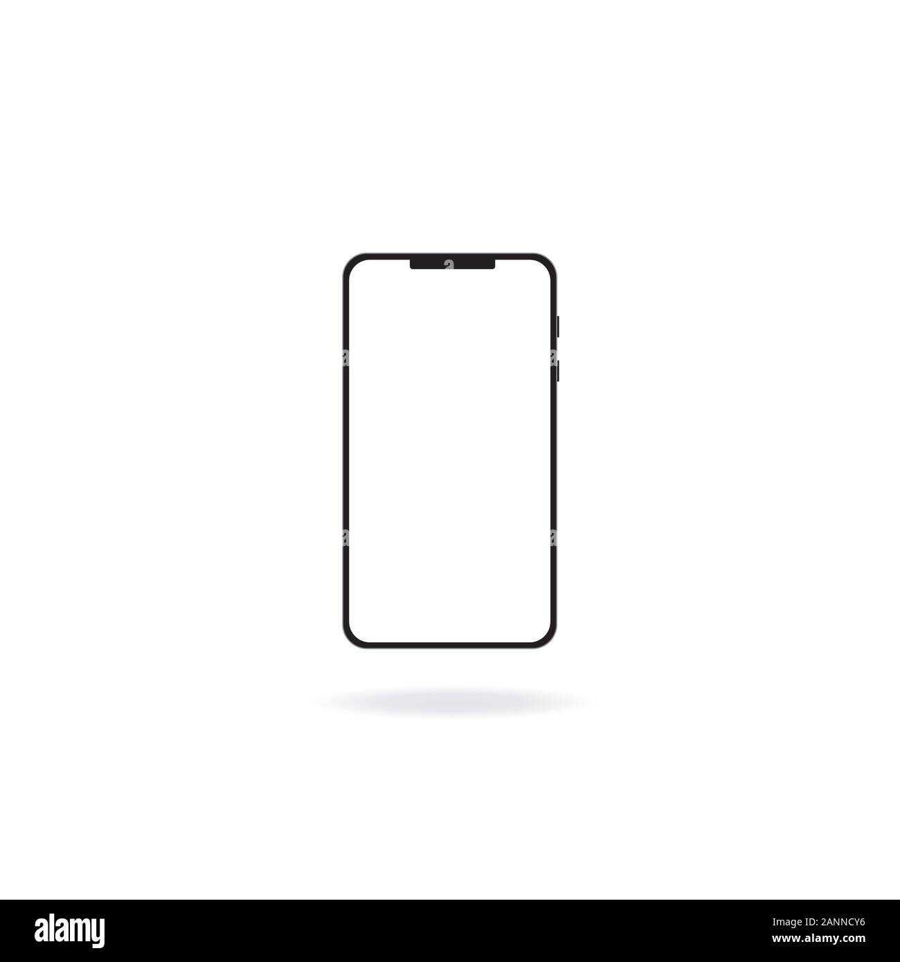Smartphone mockup. New black frameless smartphone mockup with white ...