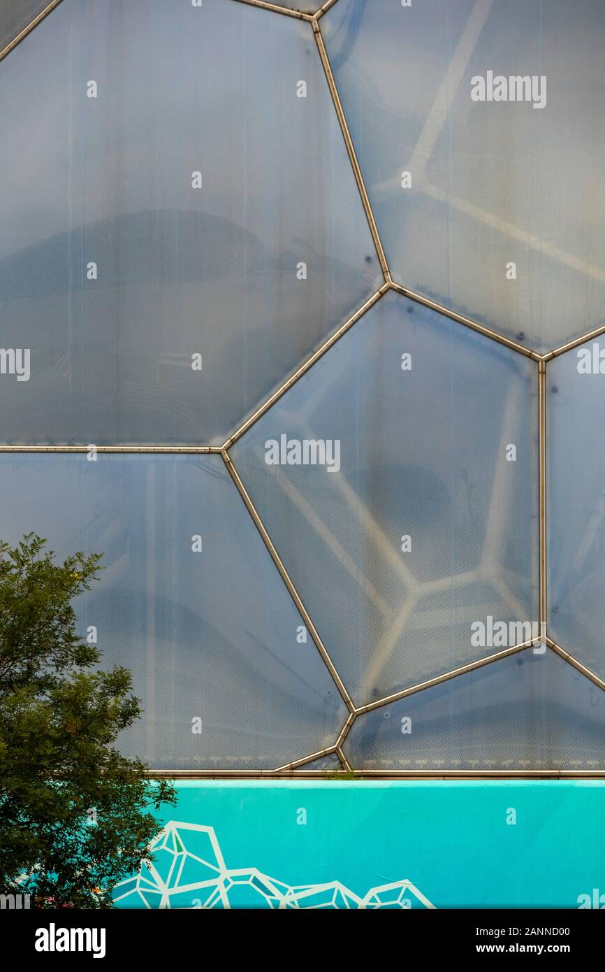 detail of facade, The Beijing National Aquatics Center, also known as the  Water Cube, Beijing, China Stock Photo