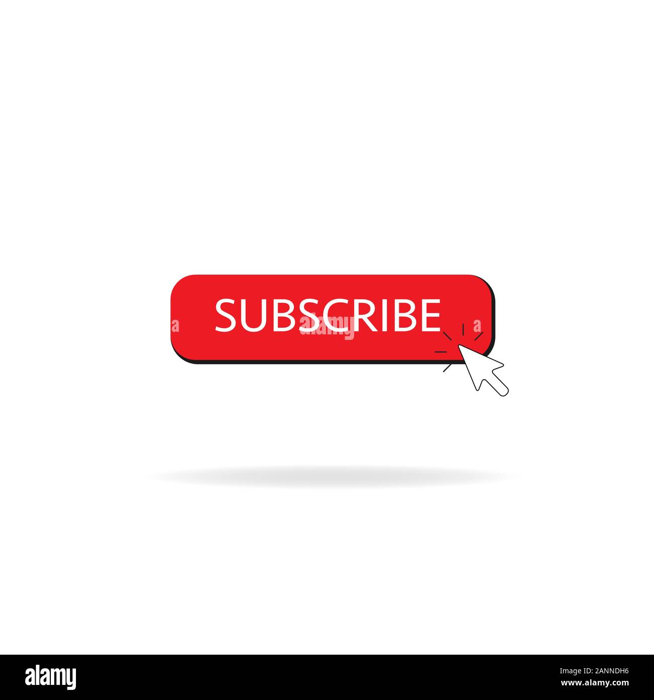 Subscribe button color with arrow cursor and shadow. Vector illustration design red color button Stock Vector