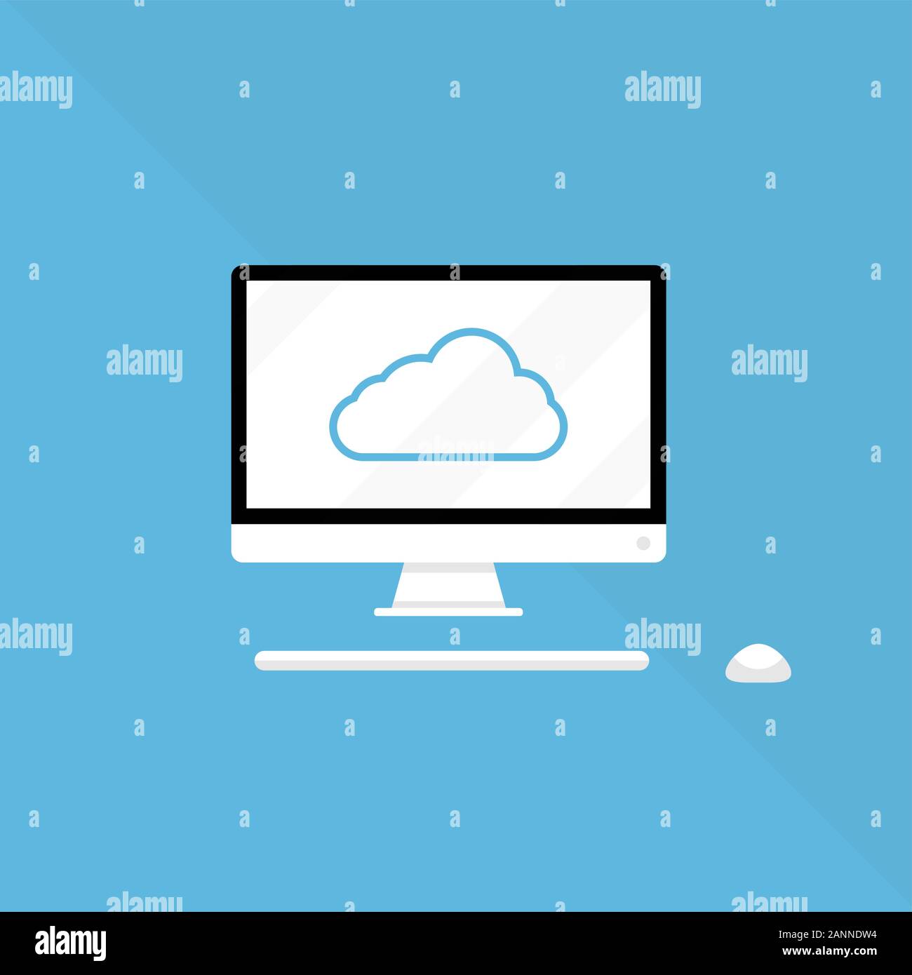 Cloud storage and pc download in isometric vector design. Computer service or app with data transfering. Online computing technology. Abstract server network connection. Stock Vector