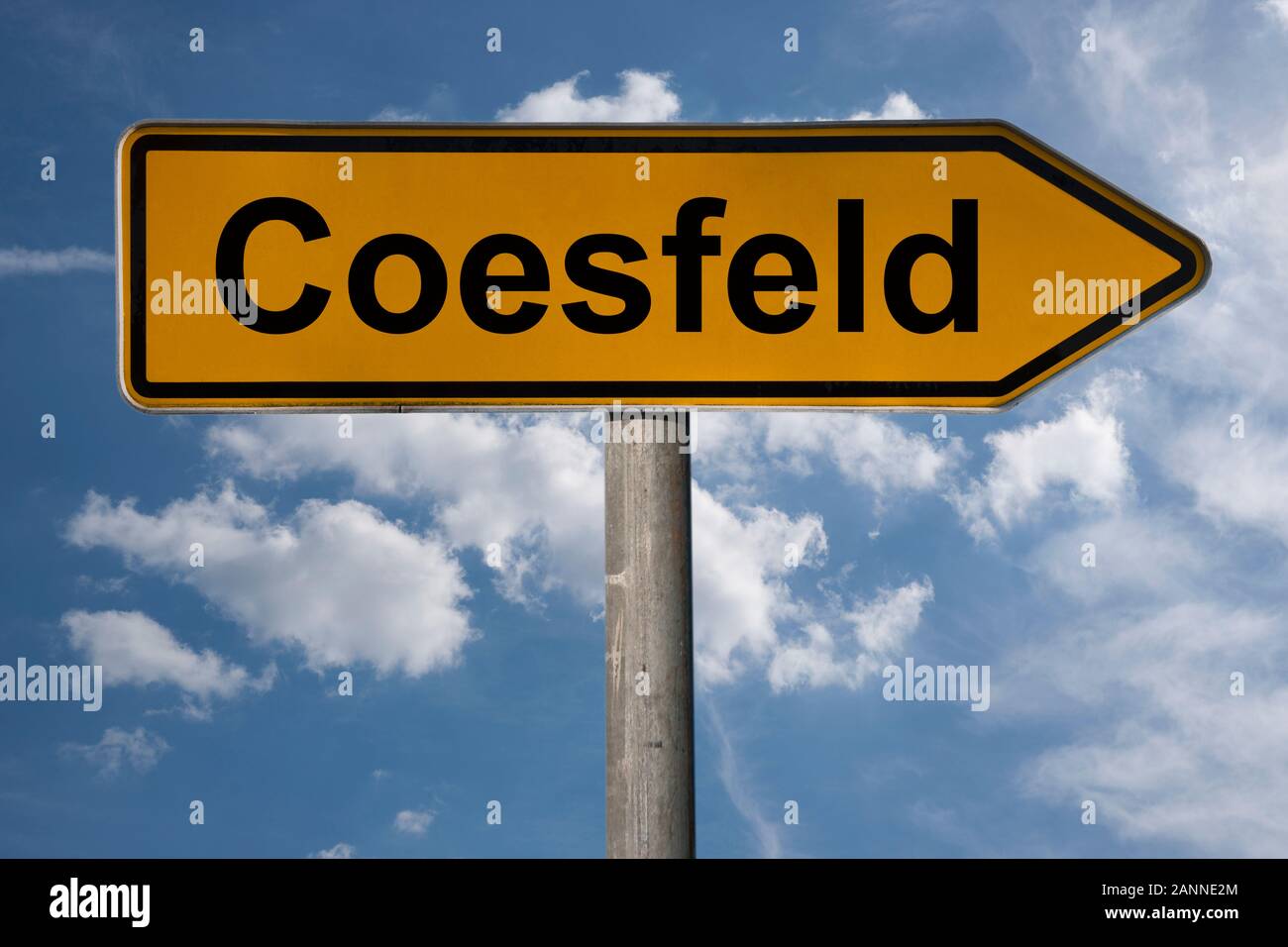 Detail photo of a signpost with the inscription Coesfeld, North Rhine-Westphalia, Germany, Europe Stock Photo