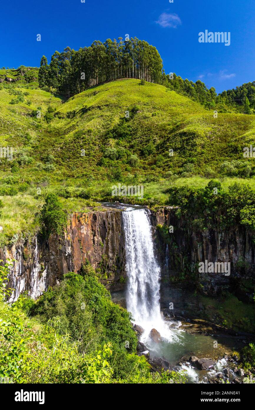 The Sterkspruit waterfall near Monks Cowl in the Kwazulu-Natal Drakensberg on a sunny day, South Africa Stock Photo