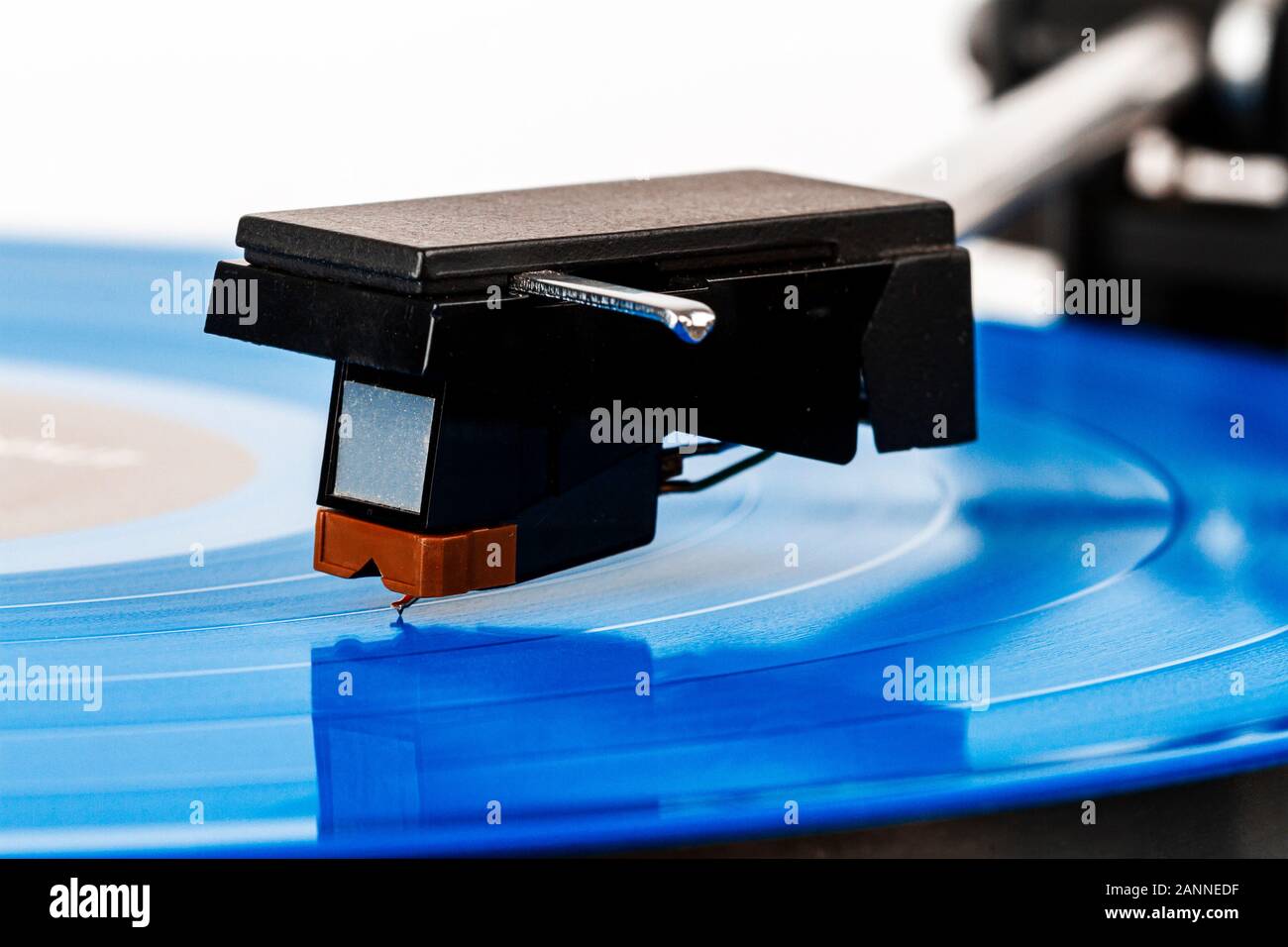 Close up of turntable needle on a vinyl record. Turntable playing music ...