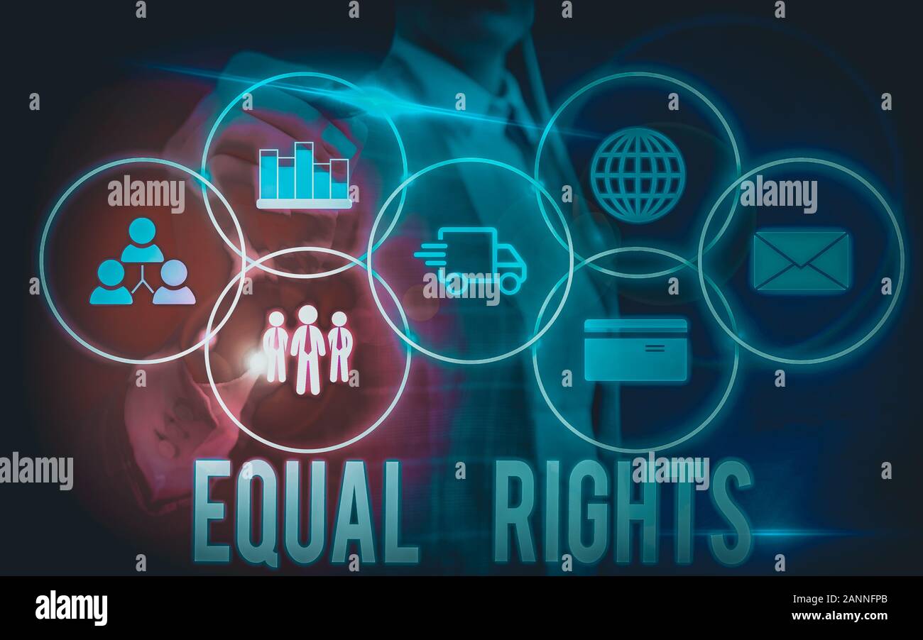 Writing note showing Equal Rights. Business concept for Equality before ...