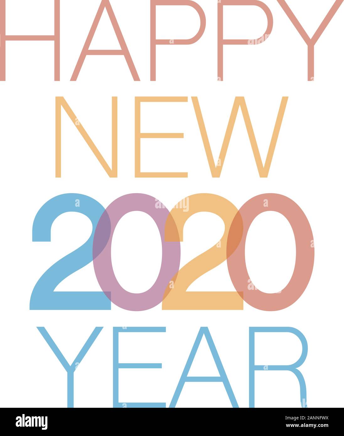 Happy 2020 new year colour banner in paper style for your seasonal