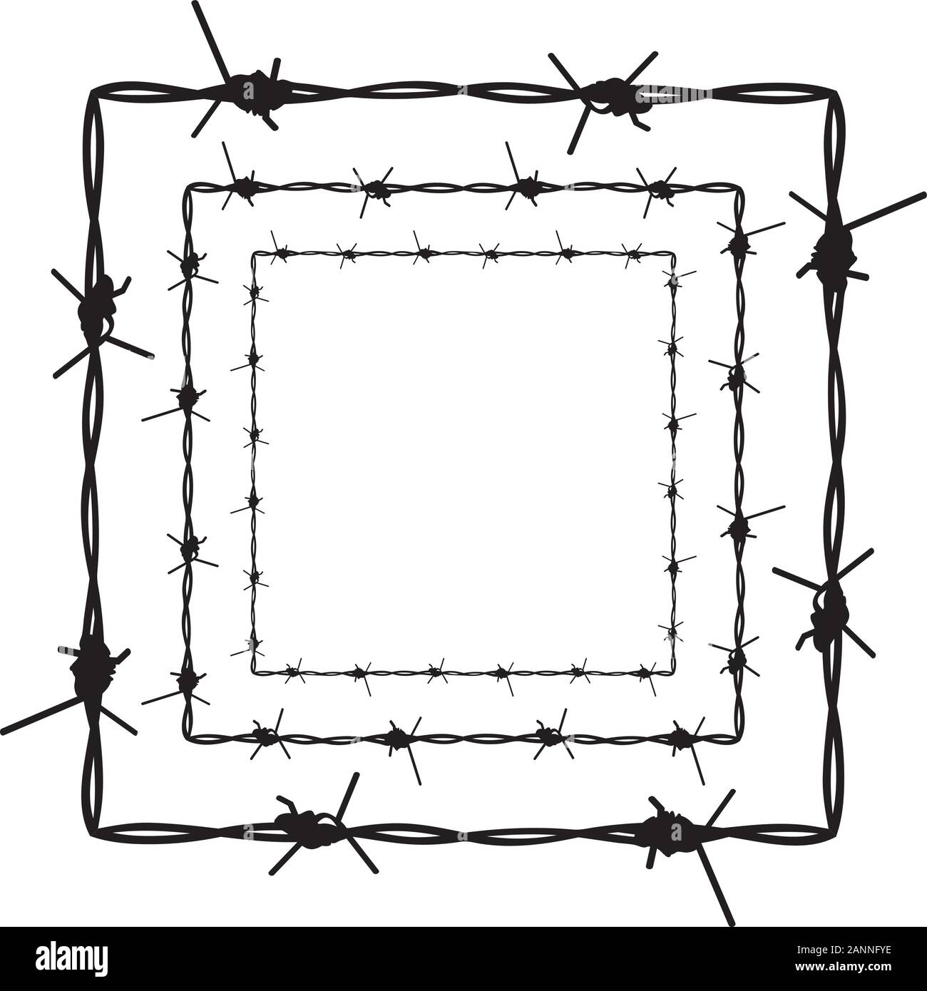 Silhouette barbed wire illustration on white background Stock Vector ...