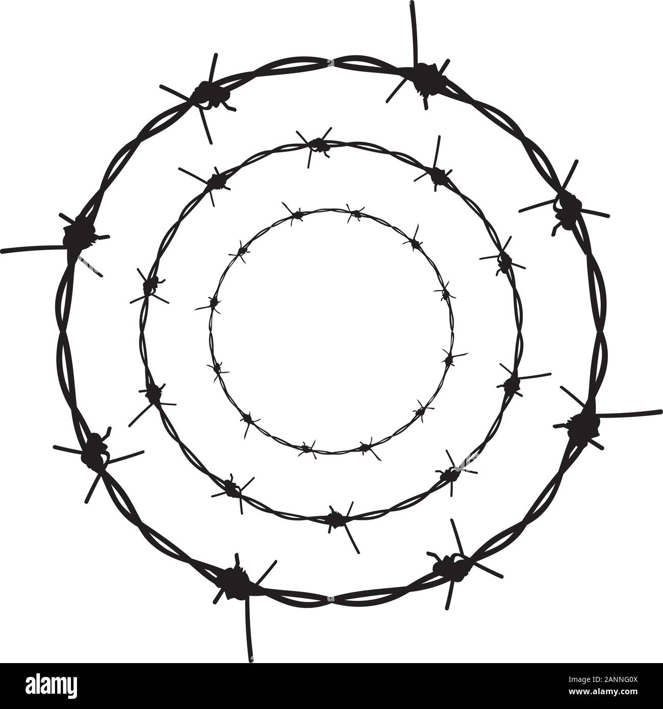 Silhouette barbed wire illustration on white background Stock Vector ...
