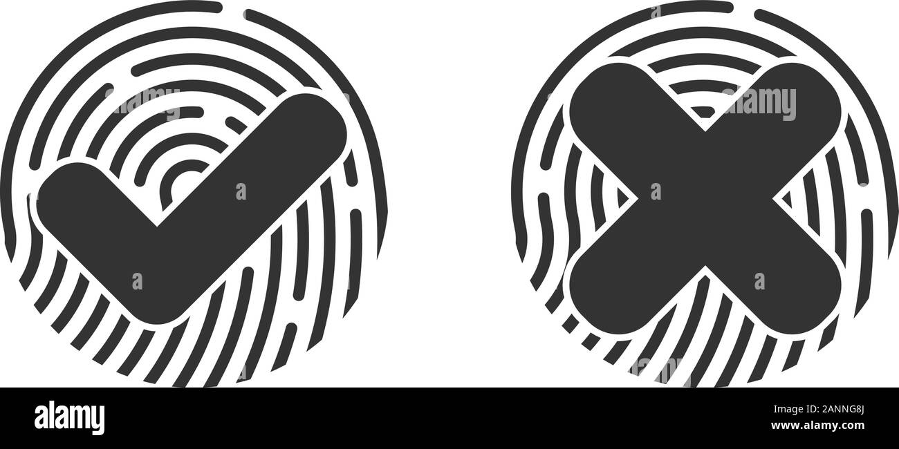 Fingerprint touch ID icon with padlock sign. Lock and unlock. Concept