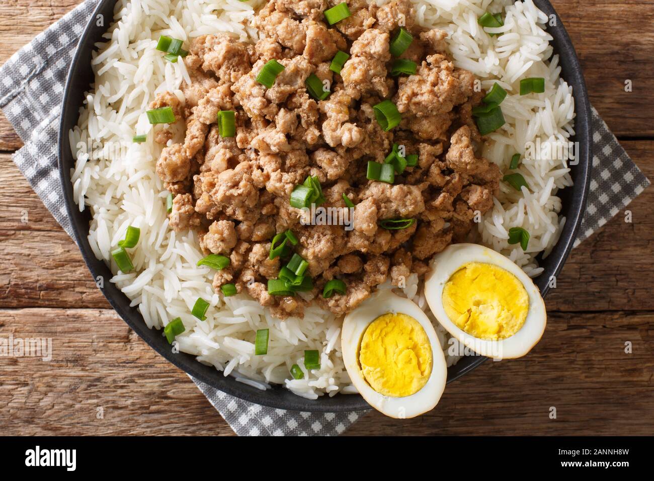 Lu Rou Fan Is A Popular Taiwanese Dish Consisting Of Ground Pork Braised In Soy Sauce Five Spice Powder And Rice Wine Served Over Rice Close Up In A Stock Photo Alamy