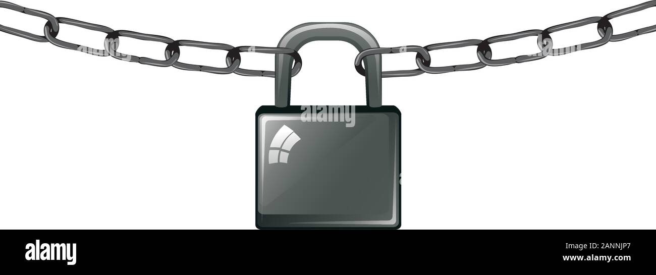 Gray metal chains with padlock on white background Stock Vector Image ...
