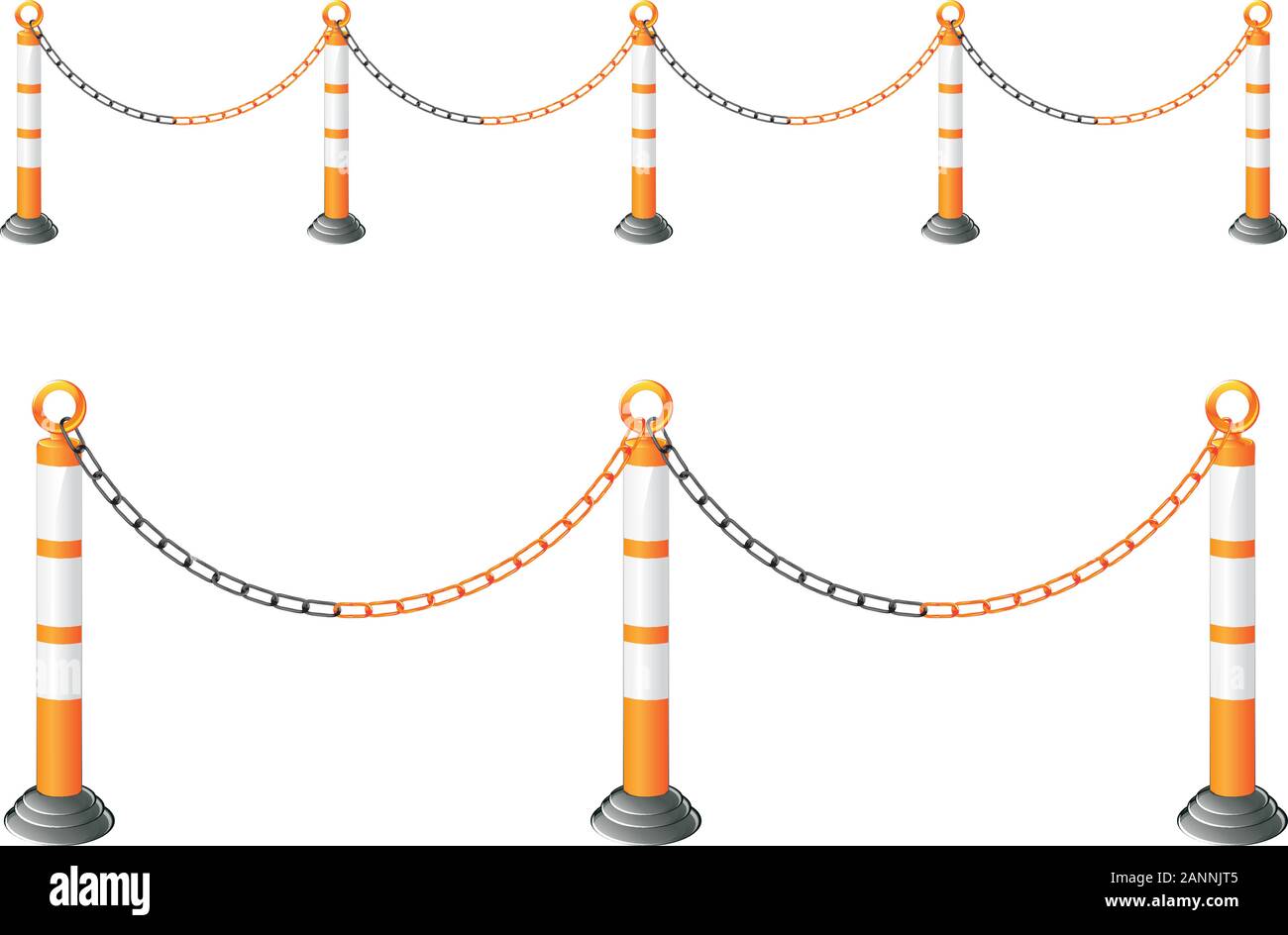 Stand chain barrier, metal fence barricade illustration Stock Vector