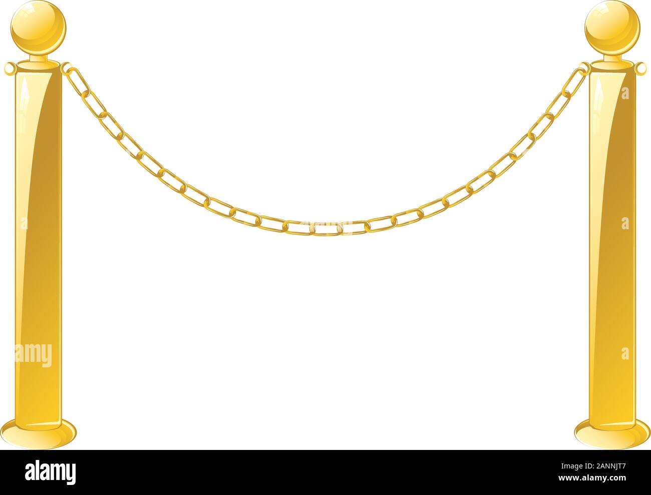 Stand chain barrier, metal fence barricade illustration Stock Vector