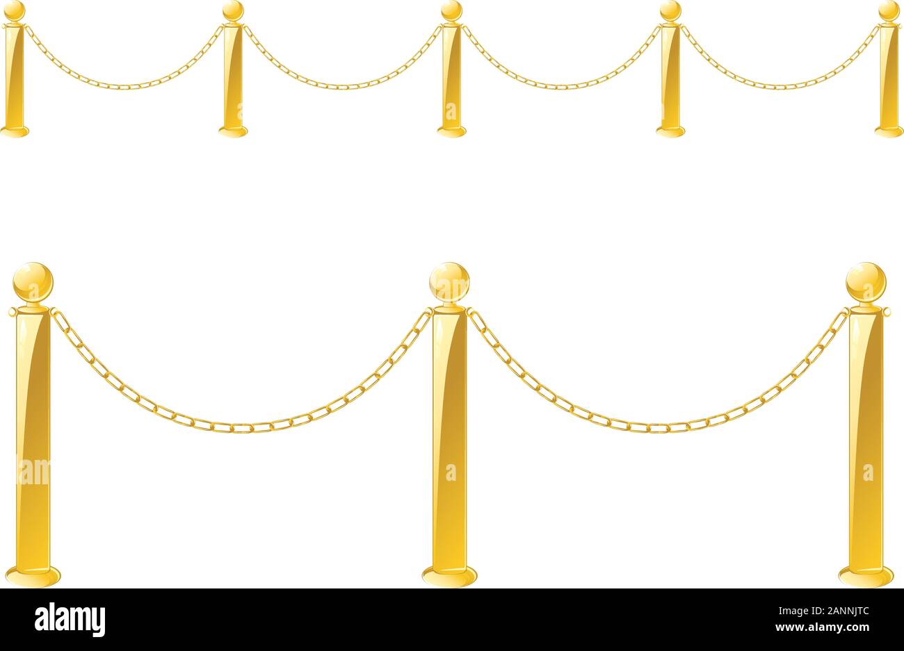 Stand chain barrier, metal fence barricade illustration Stock Vector