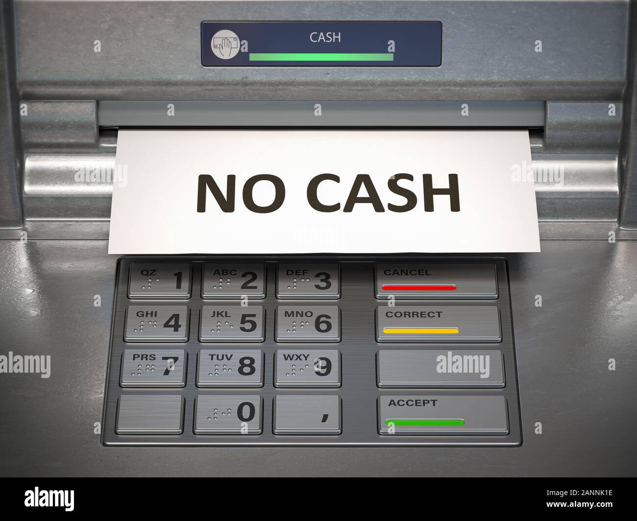 No cash in ATM machine. Technical problems. 3d illustration Stock Photo