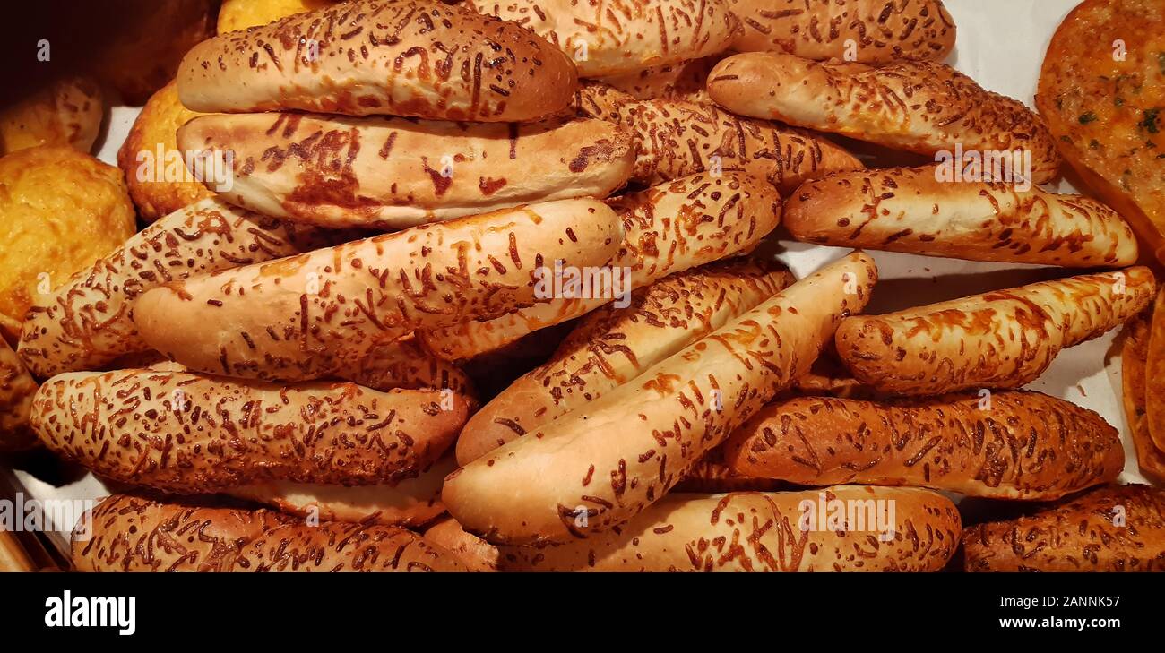 fresh rosy appetizing buns close up Stock Photo