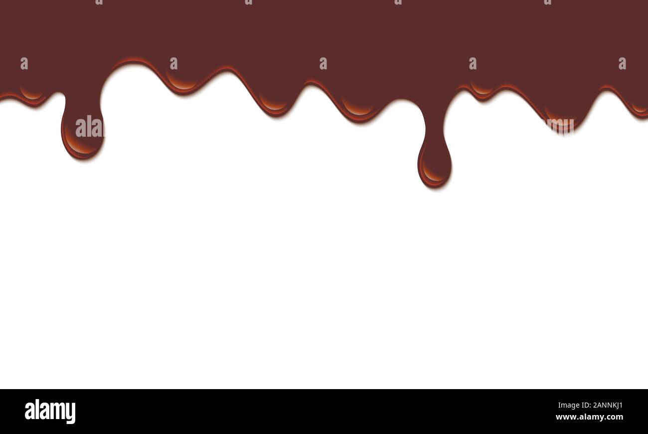 Paint drips. Drops flowing. Current chocolate or brown liquid Stock