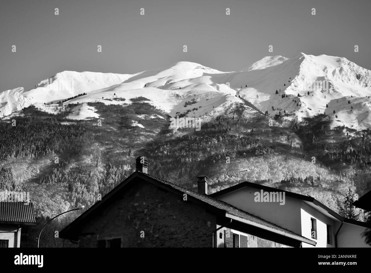 Monte Serva, the symbol of the city of Belluno, Italy Stock Photo
