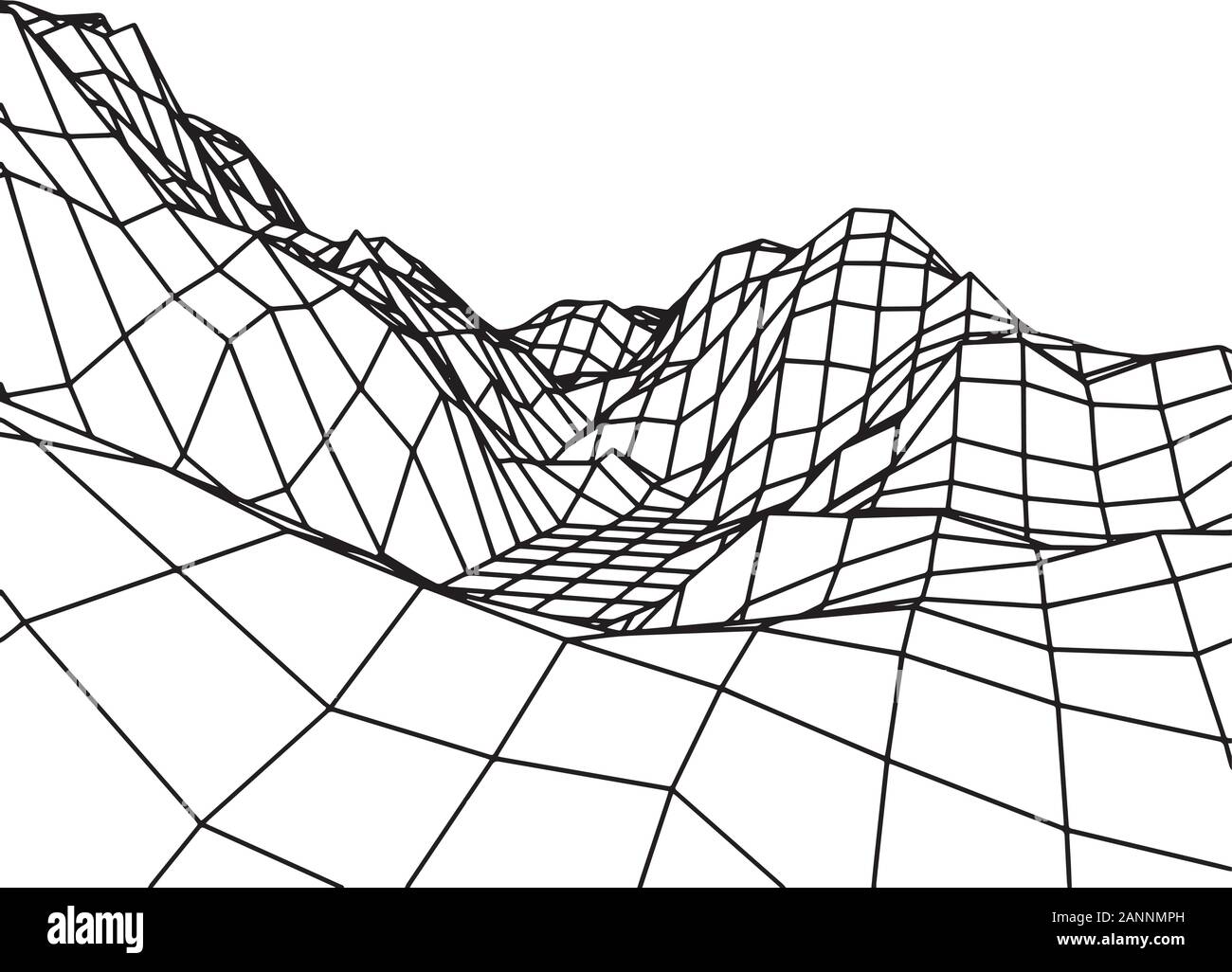 Futuristic grid rocks in black and white, retro hipster background template. Stock Vector